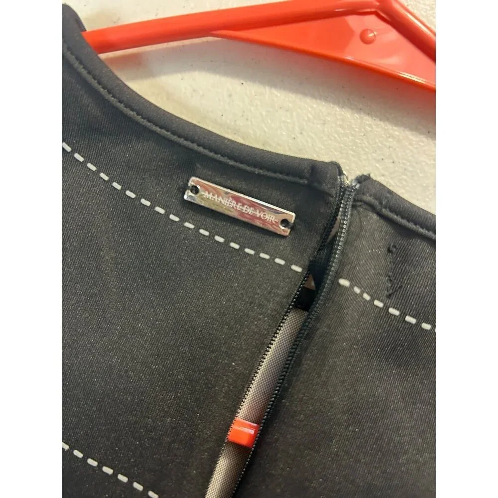 Maniere De Vior Black Tuxedo style Sexy Bodysuit UK 12 Fits US 6  8 - Picture 4 of 5